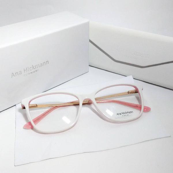 armacao de grau ana hickmann ah5205 branco com rosa oculos