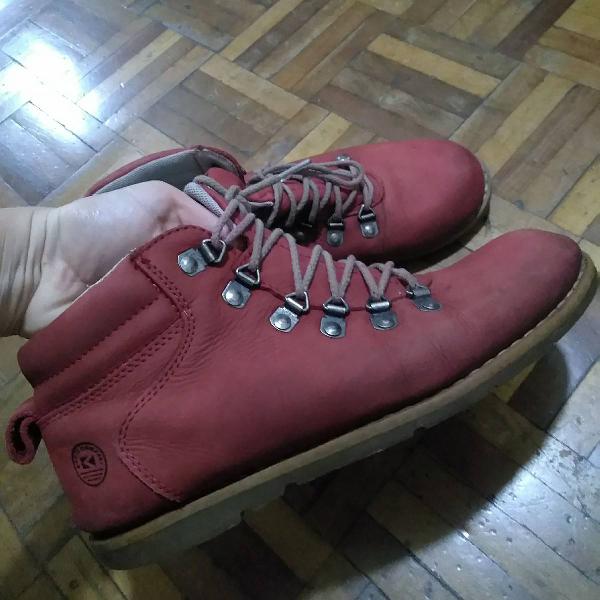 boots vermelho couro legitimo