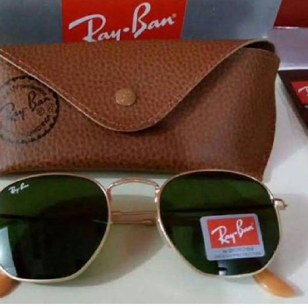 culos de sol ray-ban hexagonal armação metal dourado