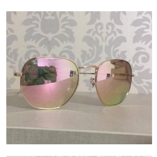 culos ray ban exagonal rosé espelhado