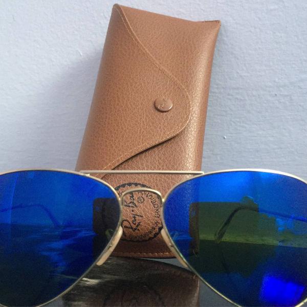 culos rayban aviador azul espelhado