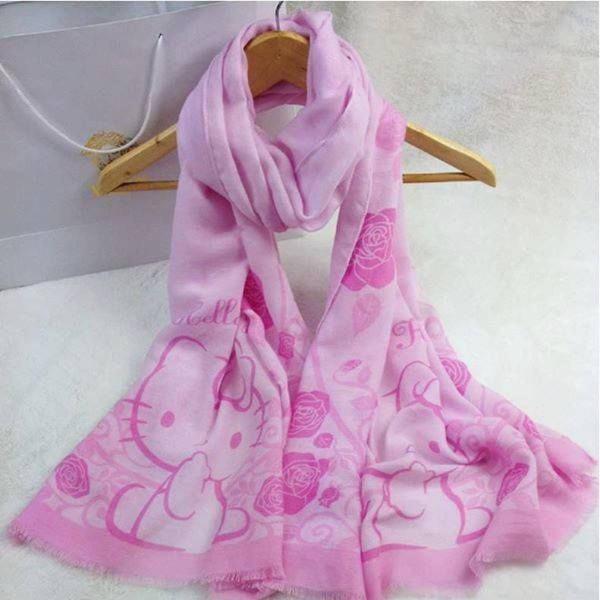 echarpe hello kitty rosa lenço de pescoço cachecol