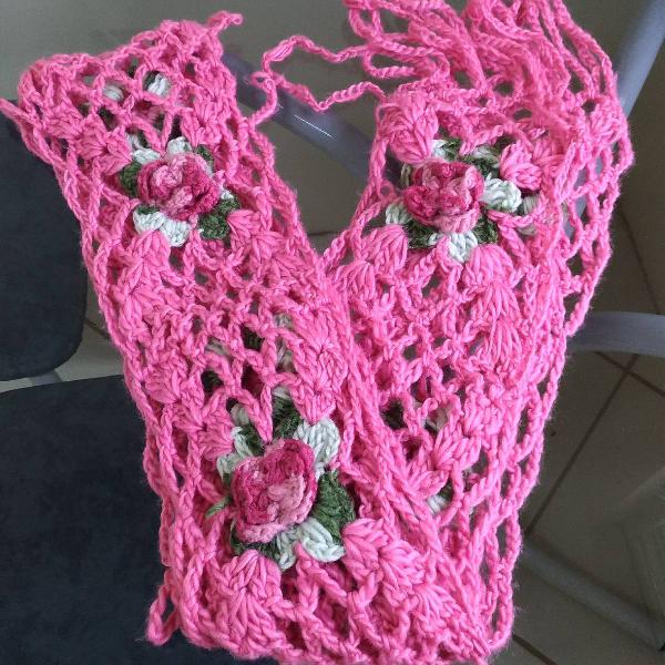 manta crochê flores