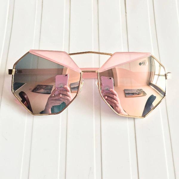 oculos octogonal rosa