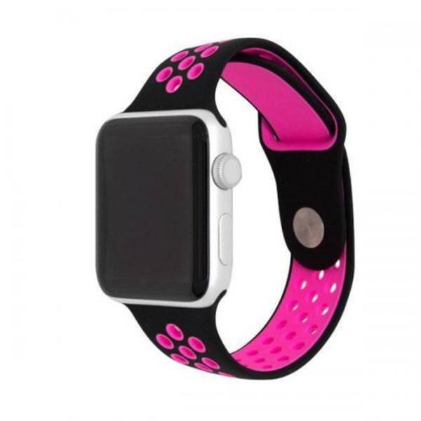 pulseira apple watch nike de silicone 38mm rosa e preto