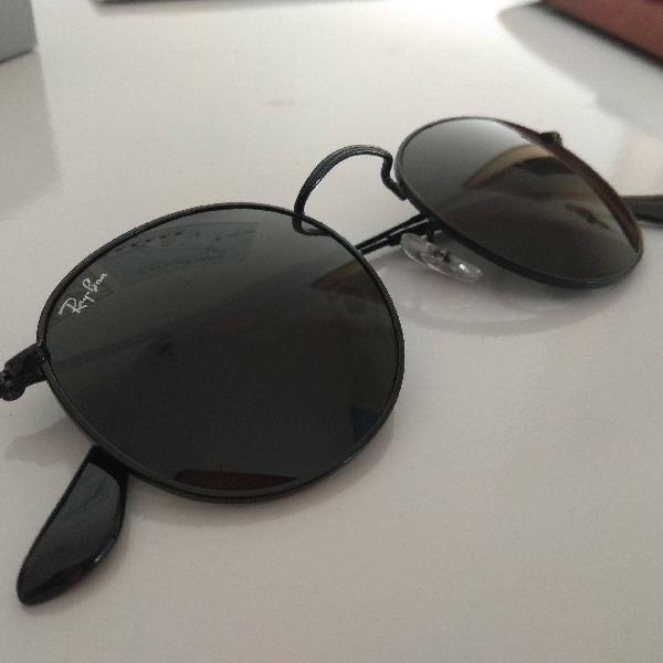 ray ban round metal preto - 3447