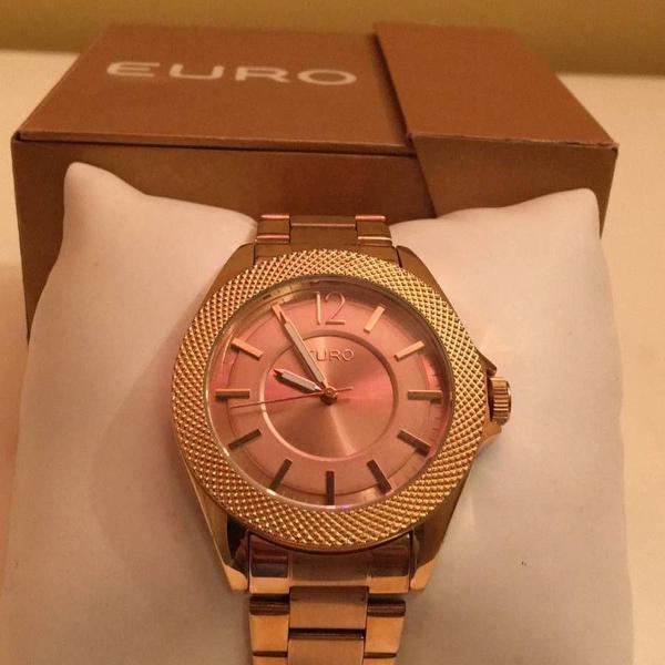 relógio dourado rose euro