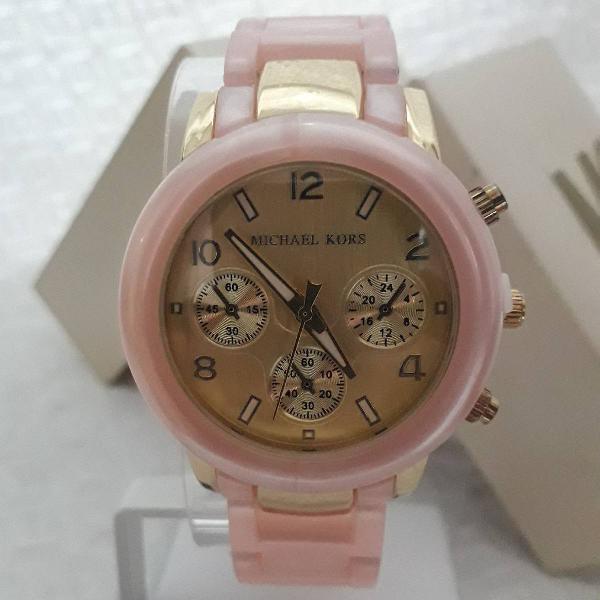 relógio michael kors feminino rose mostrador gold