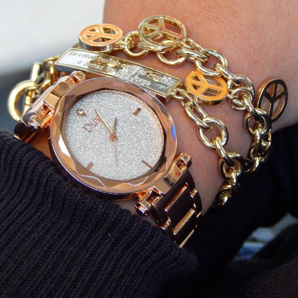 relógio super glitter + pulseiras
