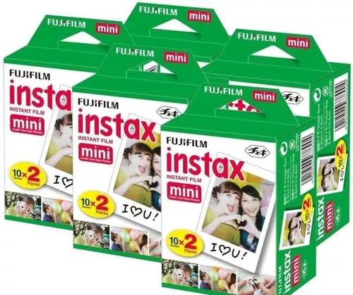 Combo 5 Kits Filme Instax Mini 100 Fotos Instantaneas