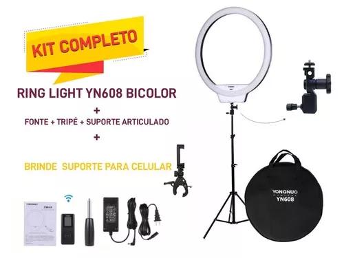 Ring Light Yongnuo Yn608 Bicolor + Tripé Completo