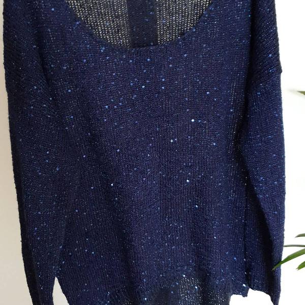 blusa de frio azul com brilhos