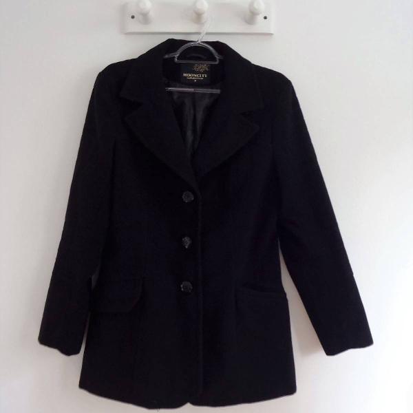 casaco de lã batida preto