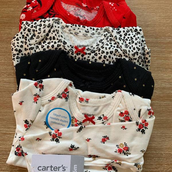 conjunto 4 body suits carters manga longa 6m