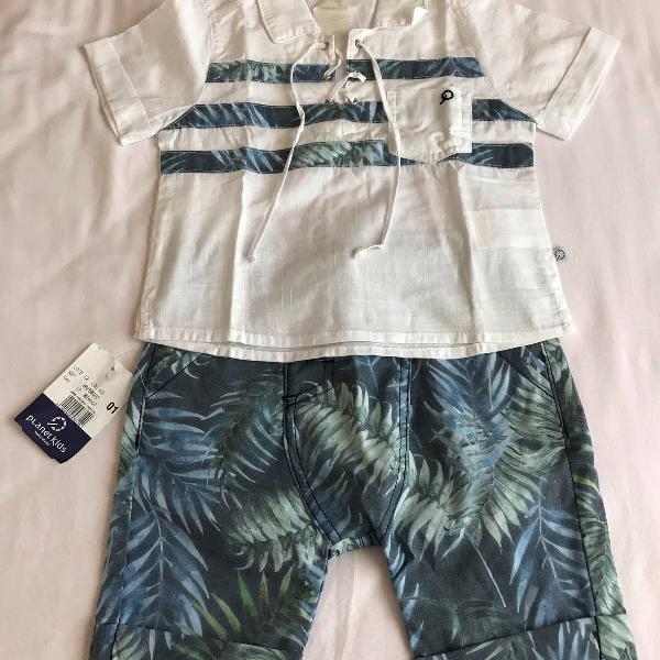 conjunto camisa e bermuda planeta kids novo!