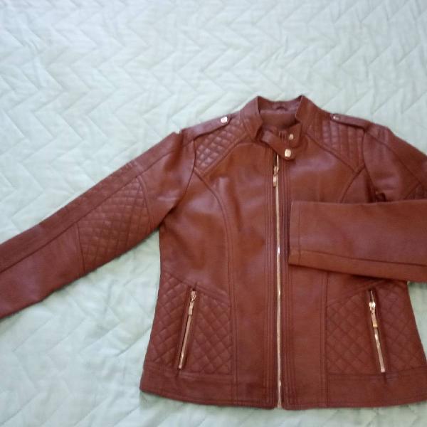jaqueta de couro marrom