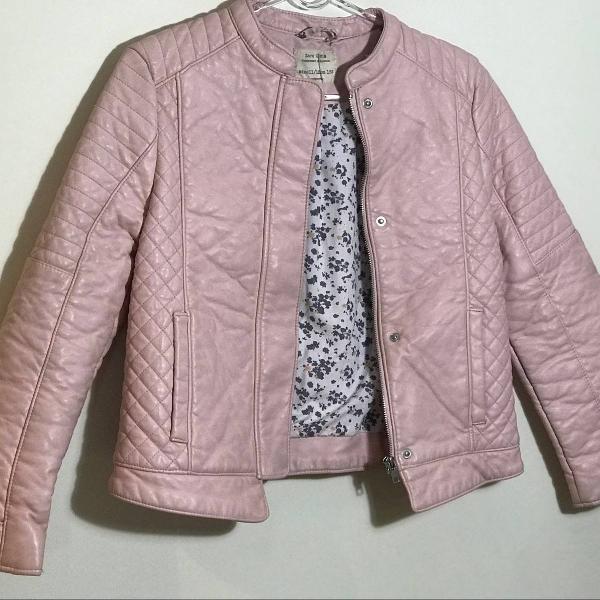 jaqueta de couro rosa zara girls size 11/12