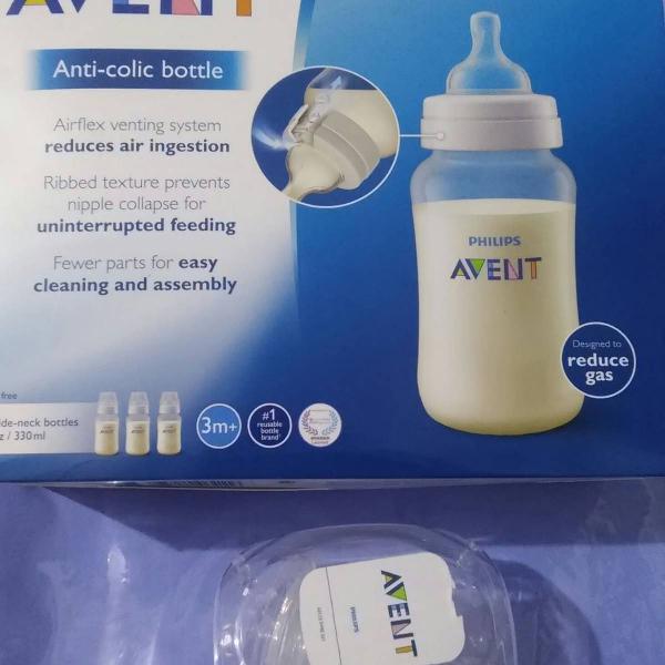 jogo de 3 mamadeiras philips avent e 2 bicos