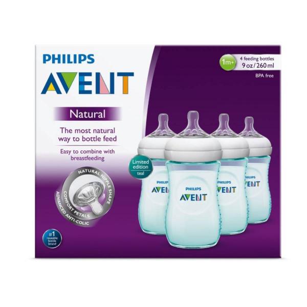 kit com 4 mamadeiras philips avent pétala na cor turquesa