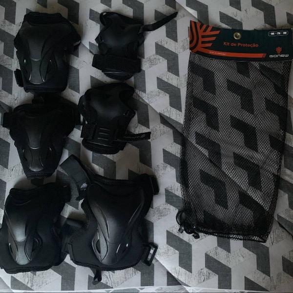 kit de proteção para patins/skate/esportes gonew - preto