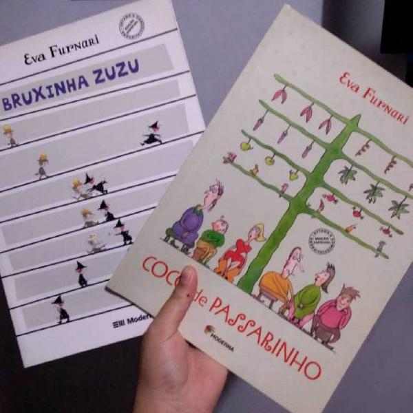 2 livros - bruxinha zuzu + cocô de passarinho - por eva