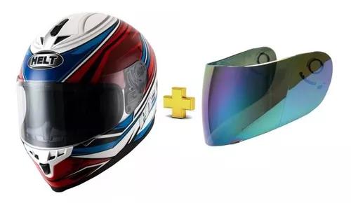 Capacete Helt New Race Step Azul Vermelho + Viseira