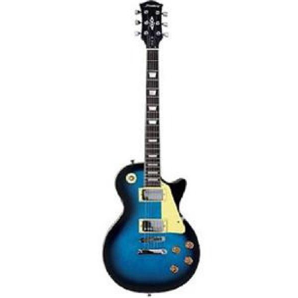 Guitarra Les Paul azul e amplificador