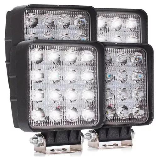 Kit 4 Farol De Milha 16 Leds 48w 30v 6500k Carro Jeep Trolle