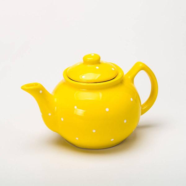 bule de chá cerâmica decorado amarelo poá 700 ml