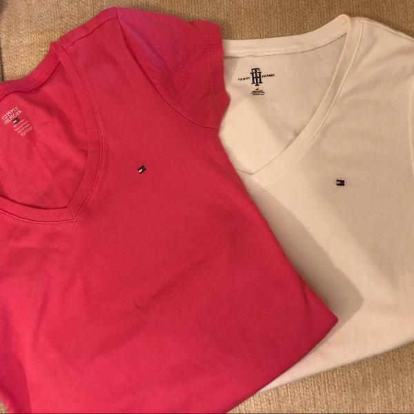 camisetas tommy hilfiger rosa e branca