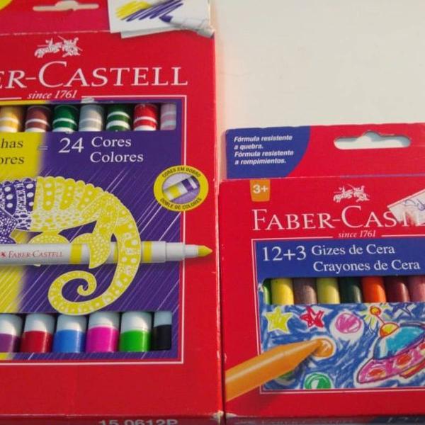 canetinhas bicolor faber-castell + giz de cara 12 cores