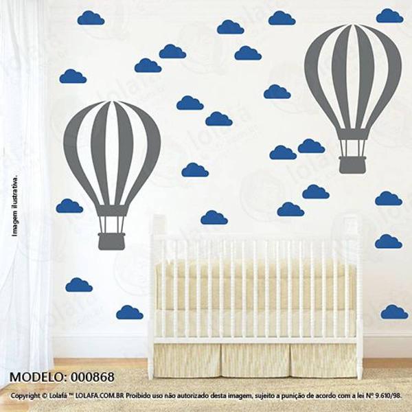 cartela balão e nuvens quarto de bebê mod:868 - 48 nuvens