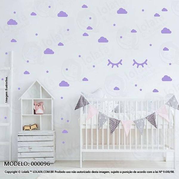 cartela nuvens cílios e estrelas quarto de bebê mod:96 - 1
