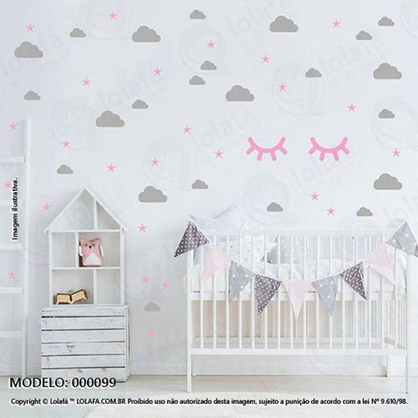 cartela nuvens cílios e estrelas quarto de bebê mod:99 - 1