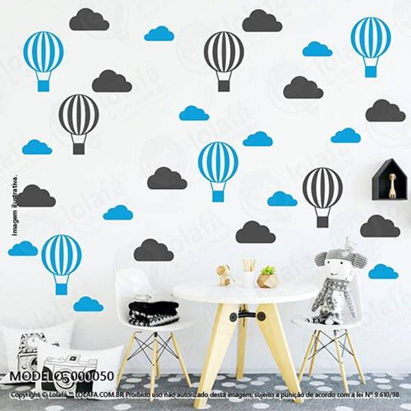 cartela nuvens e balões quarto de bebê mod:50 - 12 balões