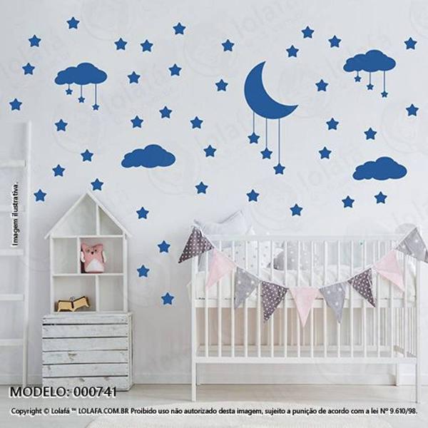 cartela nuvens estrelas e lua quarto de bebê mod:741 - 2
