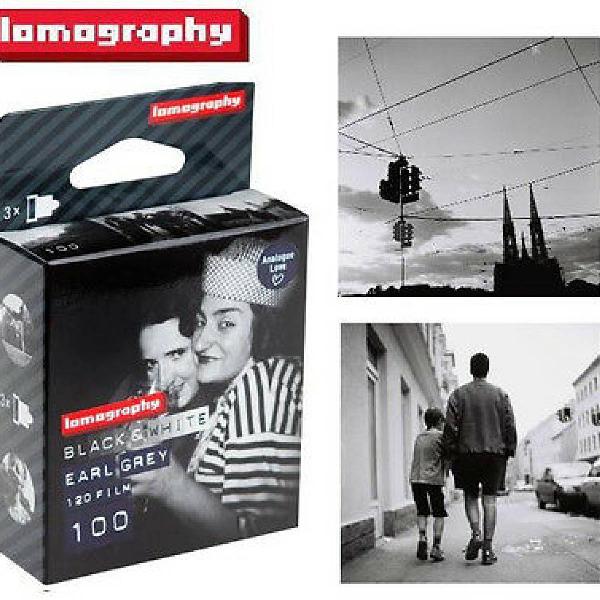 filme 120mm preto e branco iso100 earl grey lomography