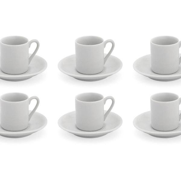 jogo de xícara de café porcelana com pires 55ml 6 unidades