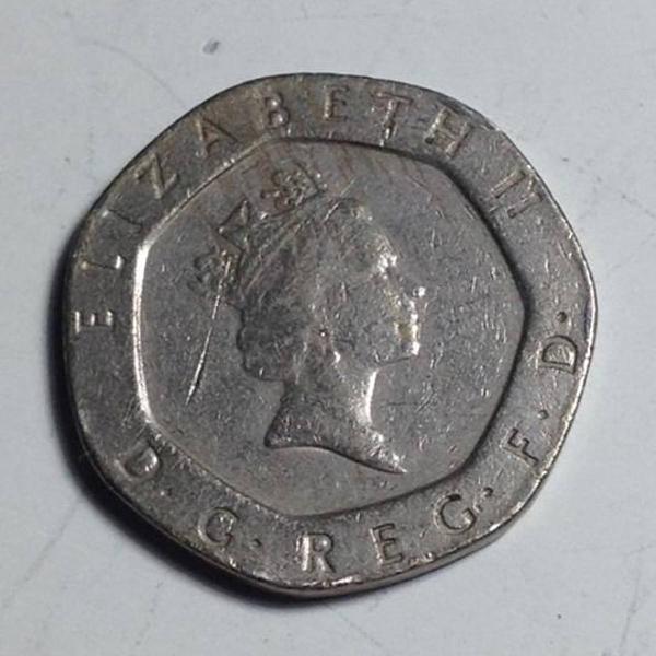 moeda twenty pence 1990 inglaterra ler descrição r$29