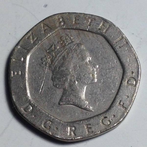 moeda twenty pence inglaterra 1990 r$28