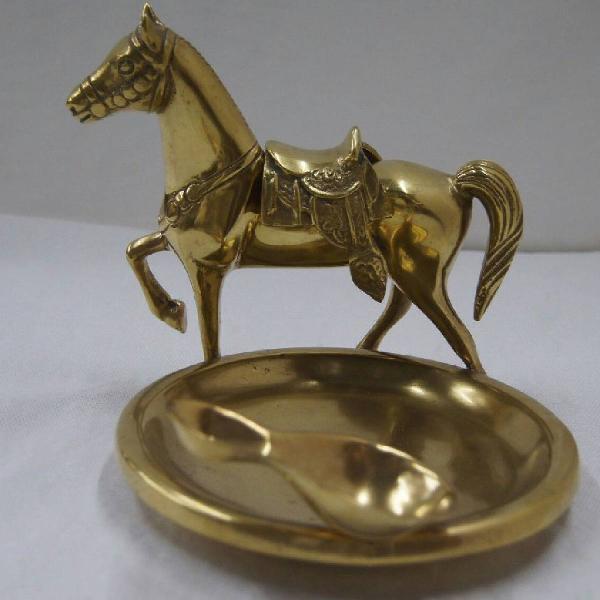 porta cachimbo cinzeiro de bronze maciço cavalo