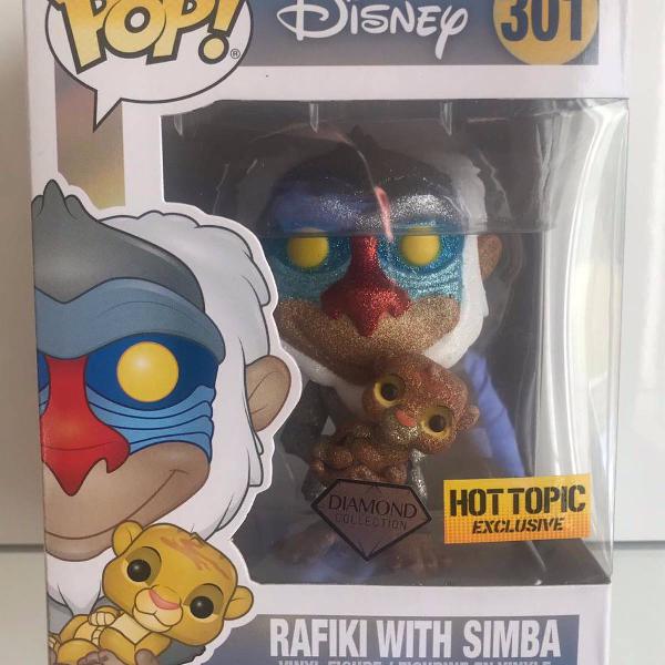 rafiki with simba diamond rei leão disney funko pop! #301