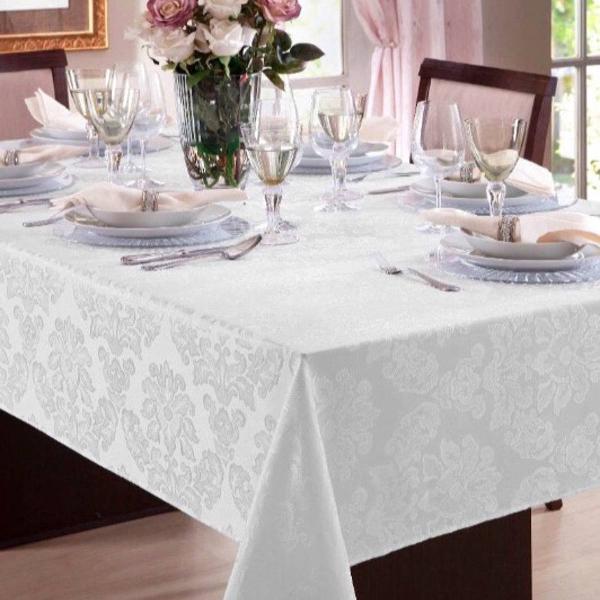 toalha mesa 4 lugares jacquard branco