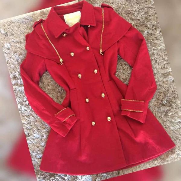 casaco trench coat vermelho de la batida tam 38