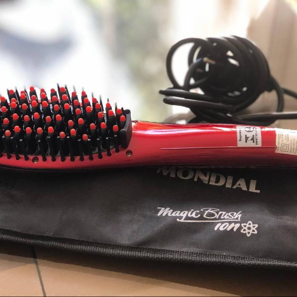 escova alisadora com íon mondial magic brush bivolt