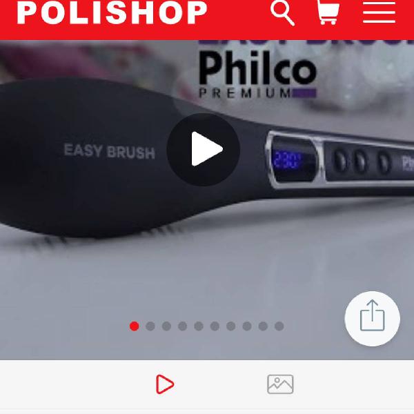 escova elétrica da polishop alisadora easy brush preta