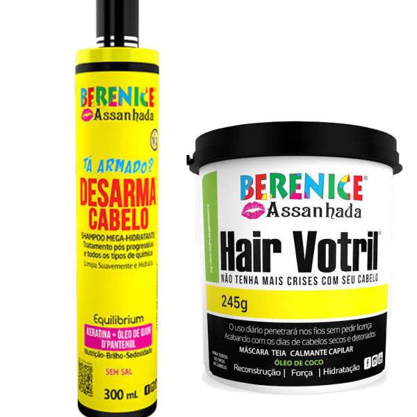 kit shampoo desarma cabelo e máscara hair votril berenice