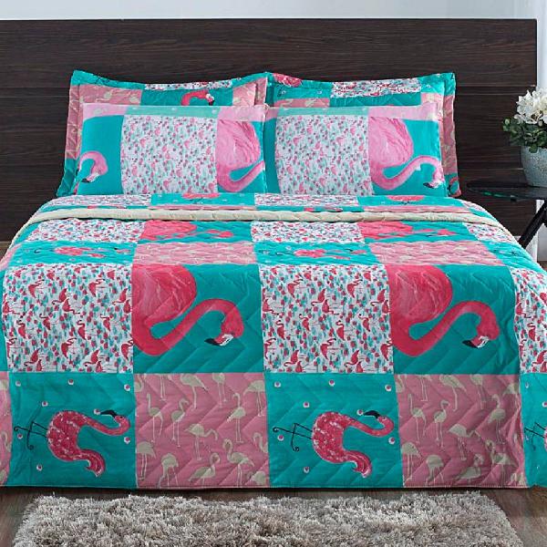 Jogo de Cama Queen 3 Peças Micro Percal Flamingo