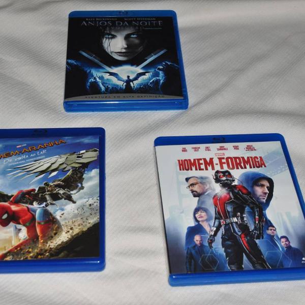 blu-ray: homem aranha, homem formiga e anjos da noite