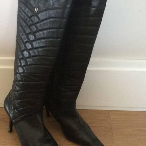 bota de couro cano longo